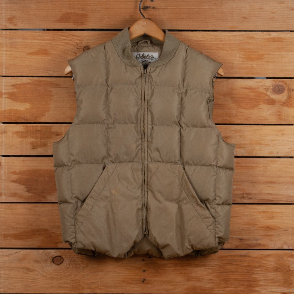 Vintage 80s Cabela's Tan Down Puffer Vest - Men's Medium